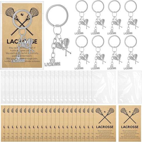 Tondiamo 24 Lacrosse Gift Include Sliver Lacrosse Keychains and Cards with Opp Bags Custom Jewelry Gift for Boy Senior in Kuwait