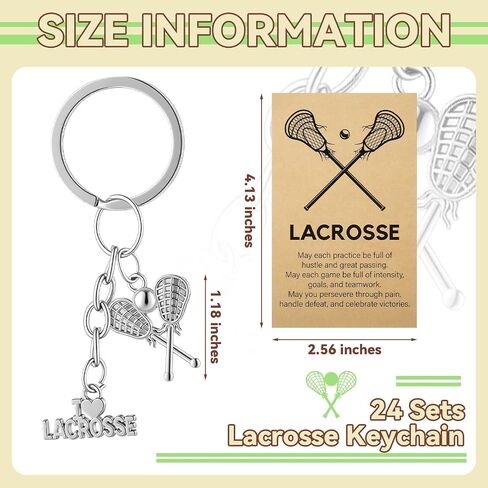 Tondiamo 24 Lacrosse Gift Include Sliver Lacrosse Keychains and Cards with Opp Bags Custom Jewelry Gift for Boy Senior in Kuwait
