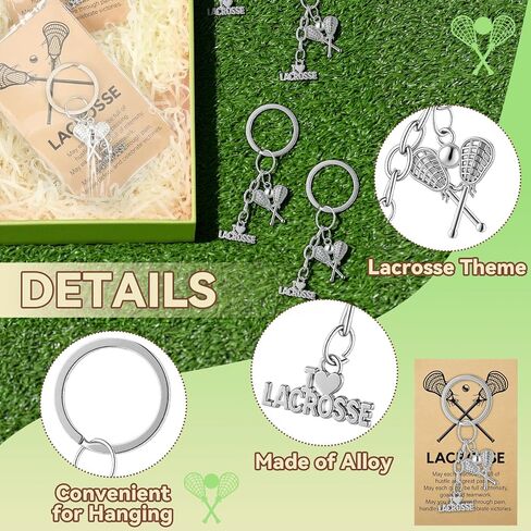 Tondiamo 24 Lacrosse Gift Include Sliver Lacrosse Keychains and Cards with Opp Bags Custom Jewelry Gift for Boy Senior in Kuwait