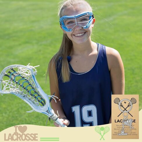 Tondiamo 24 Lacrosse Gift Include Sliver Lacrosse Keychains and Cards with Opp Bags Custom Jewelry Gift for Boy Senior in Kuwait
