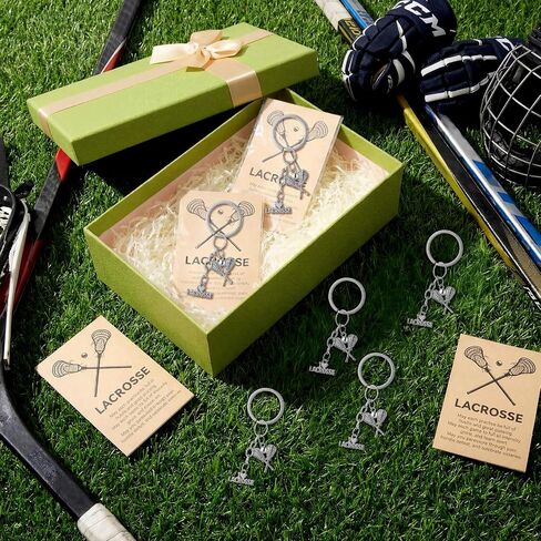 Tondiamo 24 Lacrosse Gift Include Sliver Lacrosse Keychains and Cards with Opp Bags Custom Jewelry Gift for Boy Senior in Kuwait