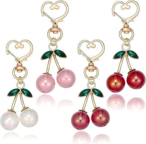 4 PCS Cherry Bag Charms for Women - Resin Purse Charms, Fashion Keychain Accessories for Handbag Backpack Wallet Bag in Kuwait