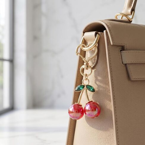 4 PCS Cherry Bag Charms for Women - Resin Purse Charms, Fashion Keychain Accessories for Handbag Backpack Wallet Bag in Kuwait