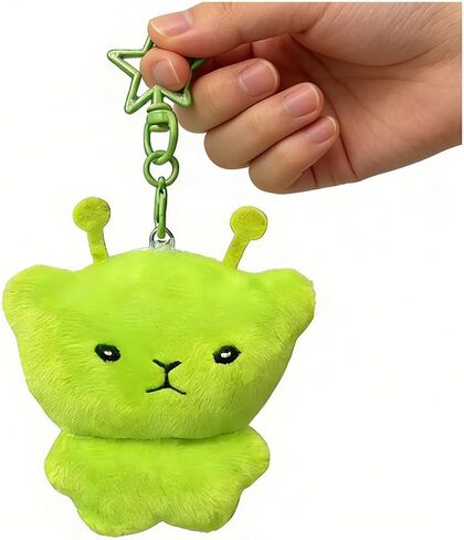 Cute Alien Cat Plush Keychain Soft Kawaii Mini Meme Backpack Charm Lovely Cartoon Bag Handbag Charm in Saudi Arabia