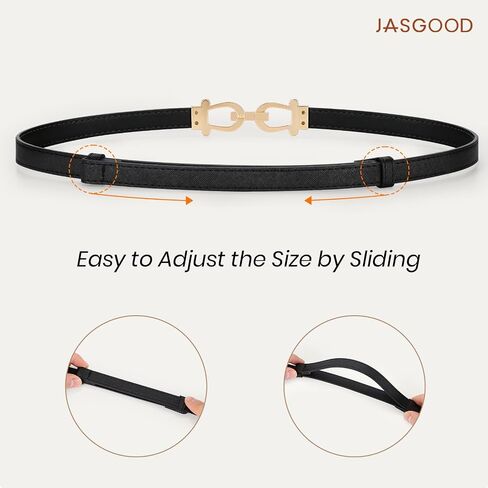 JASGOOD 2 حزمة من الأحزمة الرفيعة للنساء أحزمة الخصر الجلدية النحيفة الأنيقة لفساتين الجينز والسراويل مع مشبك ذهبي in Kuwait