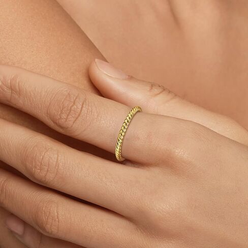 MSBLUE Twisted Rope Gold Ring for Women, Stackable Band, Minimalist Fashion Jewelry in Saudi Arabia