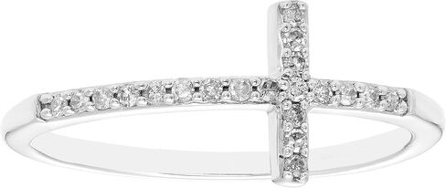 Boston Bay Simple White Diamond Religious Cross .925 Sterling Silver Ring Collection in Kuwait
