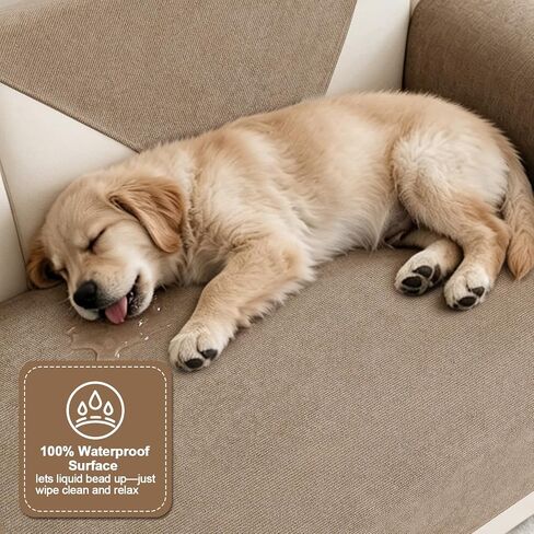 100% Waterproof Couch Arm Covers for Dogs, Non-Slip Anti Cat Scratch Sofa Slipcovers, Light Portable Washable Recliner Chair Covers, Camel, 28"×28", 1 pcs in Saudi Arabia