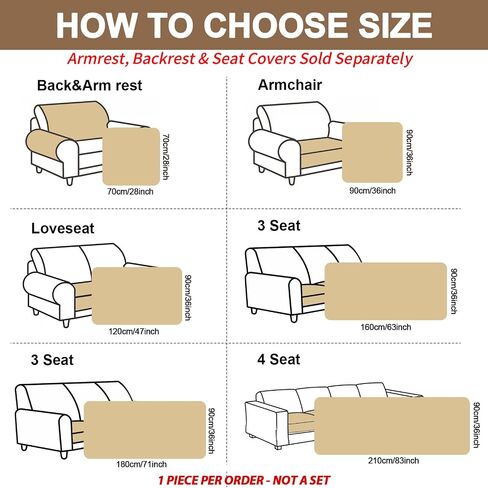 100% Waterproof Couch Arm Covers for Dogs, Non-Slip Anti Cat Scratch Sofa Slipcovers, Light Portable Washable Recliner Chair Covers, Camel, 28"×28", 1 pcs in Saudi Arabia