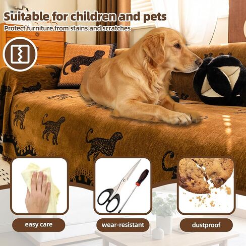 Chenille Sofa Cover for Home Office RV Cover Washable Couch Protector, Vintage Fringe Soft Couch Cover with Tassels, Washable Furniture Protector for Pets & Kids (Black, 71 * 150in) in Saudi Arabia