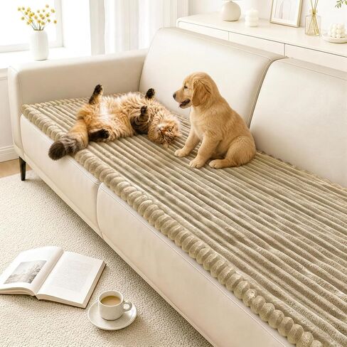 NAISI Couch Covers for Dogs Flannel Striped Furniture Protector with Thick Filling and Non-Slip Bottom Sectional Sofa Covers Washable Friendly for Pets(1pc/27.5"x 59",Dark Grey) in Saudi Arabia