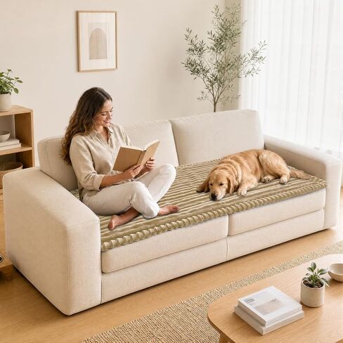 NAISI Couch Covers for Dogs Flannel Striped Furniture Protector with Thick Filling and Non-Slip Bottom Sectional Sofa Covers Washable Friendly for Pets(1pc/27.5"x 59",Dark Grey) in Saudi Arabia