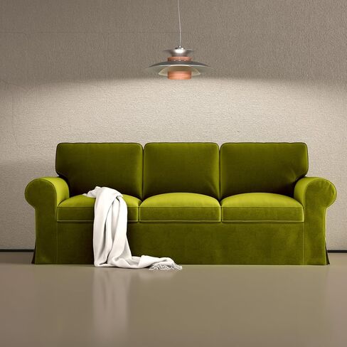 Velvet Pets Friendly Sofa Covers Custom Made Compatible for IKEA Ektorp Sofa Slipcovers, Machine Washable(Velvet Olive Green Ektorp Chair) in Kuwait