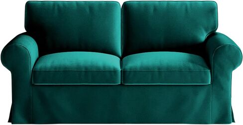 Velvet Pets Friendly Sofa Covers Custom Made Compatible for IKEA Ektorp Sofa Slipcovers, Machine Washable(Velvet Olive Green Ektorp Chair) in Kuwait
