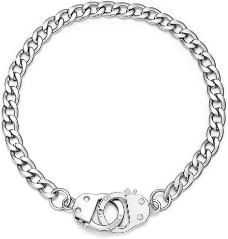 925 Sterling Silver Handcuff Cuban Link Bracelet for Men Women, Stainless Steel Chain Hip Hop Street Jewelry Trendy Bracelet for Men and Women, 6.5inch-9inch in Saudi Arabia