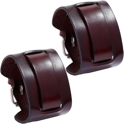 Black Punk Genuine Leather Cuff Bracelet Adjustable Cowhide Wrap Wristband with Alloy Clasp Wide Handmad Gothic Leather Bangle Arm Armor for Men Women Halloween Costume Party in Kuwait