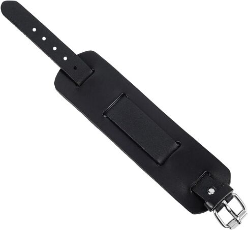 Black Punk Genuine Leather Cuff Bracelet Adjustable Cowhide Wrap Wristband with Alloy Clasp Wide Handmad Gothic Leather Bangle Arm Armor for Men Women Halloween Costume Party in Kuwait
