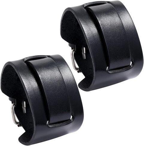 Black Punk Genuine Leather Cuff Bracelet Adjustable Cowhide Wrap Wristband with Alloy Clasp Wide Handmad Gothic Leather Bangle Arm Armor for Men Women Halloween Costume Party in Kuwait