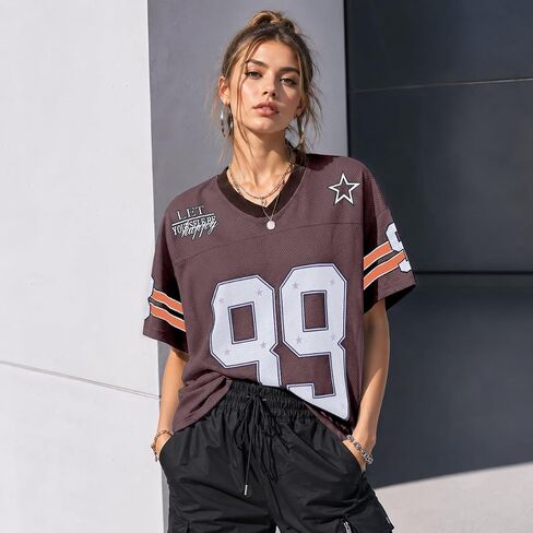 Oversized Y2k Jersey Shirt for Men Women Graphic V Neck Baggy Short Sleeve Sports Jersey Summer Streetwear Top in Saudi Arabia