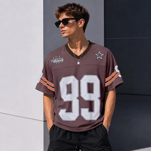 Oversized Y2k Jersey Shirt for Men Women Graphic V Neck Baggy Short Sleeve Sports Jersey Summer Streetwear Top in Saudi Arabia