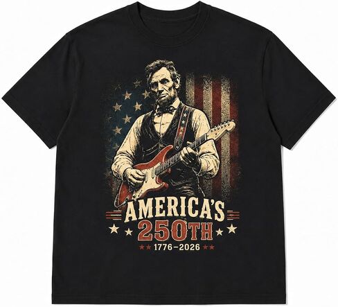 Abraham Lincoln Guitar T-Shirt, America 250 Patriotic Graphic Tee in Saudi Arabia