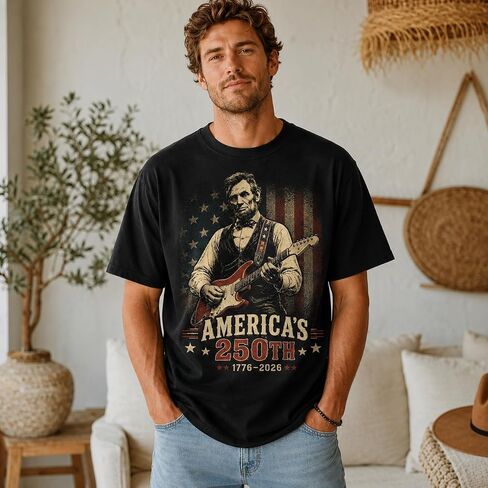 Abraham Lincoln Guitar T-Shirt, America 250 Patriotic Graphic Tee in Saudi Arabia