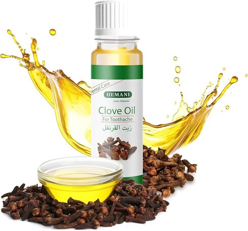 Hemani Clove Oil for Teeth and Gums 10ml - Natural Dental Care & Toothache Relief, Soothes Tooth Pain, Gum Inflammation & Bad Breath, Pure & Undiluted, Therapeutic Grade in Saudi Arabia