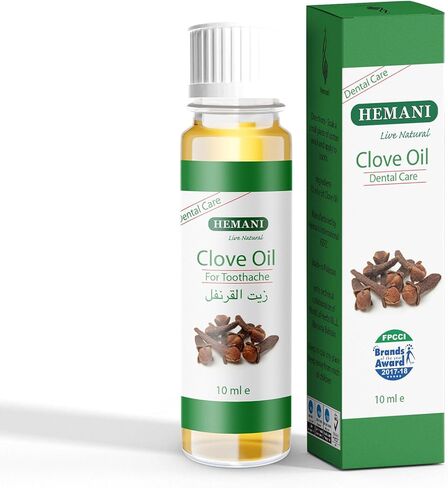 Hemani Clove Oil for Teeth and Gums 10ml - Natural Dental Care & Toothache Relief, Soothes Tooth Pain, Gum Inflammation & Bad Breath, Pure & Undiluted, Therapeutic Grade in Saudi Arabia