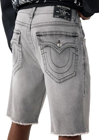 حاشية قصيرة بغطاء قلاب بإبرة واحدة للرجال من True Religion - مزيج من القطن، مقاس مريح، تصميم متين in Saudi Arabia