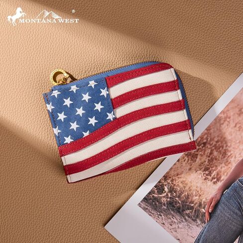 Montana West Vintage American Flag Wallet for Men&Women, American Pride Purse for Patriotic Day in Kuwait