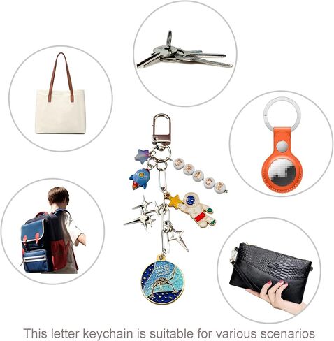 Astronaut Keychain, Rocket and Star Charms, Multicolor Enamel, Novelty Bag Accessory, Novelty Bag Charm in Kuwait
