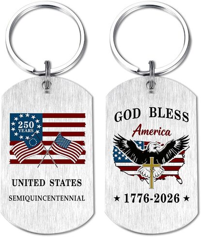 United States 250th Anniversary Keychain Gifts, 1776-2026 250 Years of Freedom Anniversary Merchandise, 4th of July Decorations in Saudi Arabia