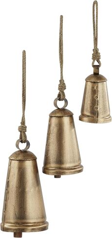 Deco 79 Metal Indoor Outdoor Decorative Cow Bells Tibetan Inspired Meditation Bell with Jute Hanging Rope, Set of 3 Cow Bell 10", 8", 6"H, Bronze in Kuwait