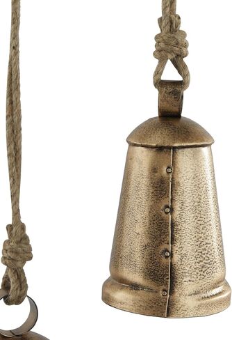 Deco 79 Metal Indoor Outdoor Decorative Cow Bells Tibetan Inspired Meditation Bell with Jute Hanging Rope, Set of 3 Cow Bell 10", 8", 6"H, Bronze in Kuwait