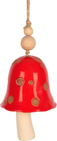 Carson 14"" Red Toadstool Ceramic Bell - Stoneware Decorative Bell for Mushroom Home Decor - Toadstool Home Decor, Red, Brown in Kuwait