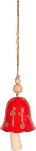 Carson 14"" Red Toadstool Ceramic Bell - Stoneware Decorative Bell for Mushroom Home Decor - Toadstool Home Decor, Red, Brown in Kuwait