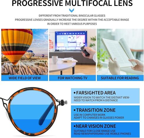 JOLLYNOVA HD7 Progressive Multifocal Reading Glasses RT95, No-Line Readers, Multi-Distance Vision, Blue Light Blocking in Saudi Arabia