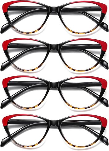 Cat Eye Reading Glasses for Women Blue Light Blocking,Readers for Women 2.5 with Comfort Spring Hinges,Fashion Designer Ladies Eyeglasses(4 pack) in Saudi Arabia