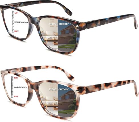 Progressive Multifocal Reading Glasses for Women Photochromic Gray Sunglasses Blue Light Block Stylish Ladies Readers in Saudi Arabia