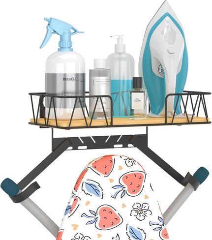 Ironing Board Hanger with Removable Hooks, Ironing Board Holder Wall Mounted for T/Y Leg, Space Saving Iron Holder for Laundry Room Storage and Organization in Saudi Arabia
