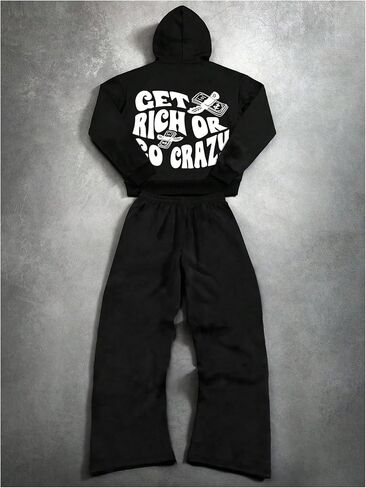 SOLY HUX Men's Hoodies Set Streetwear Graphic Hooded Sweatshirts and Sweatpants Tracksuit Hip Hop Clothes in Kuwait