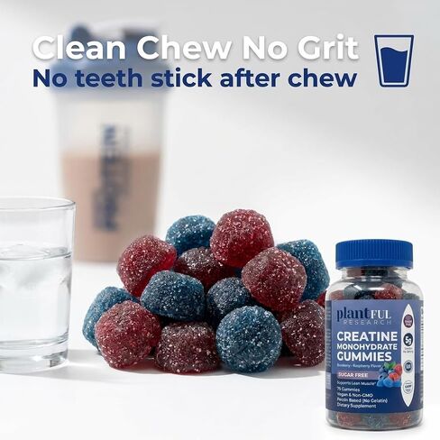 Creatine Monohydrate Gummies Sugar Free – 5g Creatine Per Serving – Blueberry Raspberry Flavor – Vegan, Non-GMO Creatine Supplement for Strength, Recovery & Workout Performance – 75 Gummies in Saudi Arabia