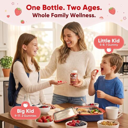 Creatine Monohydrate Gummies for Kids & Teens Ages 5+, with 1500mg-3000mg Creatine Monohydrate, with D3+K2 + Magnesium + B12, Supports Energy, Focus Bone & Brain Health, Sugar-Free, Strawberry 2 Pack in Saudi Arabia
