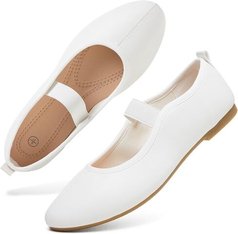 hash bubbie Women's Mary Janes Ballet Dress Flats Shoes | Elastic Strap Round Toe Faux Leather Comfortable Work Teacher Low Heel Casual Summer Dress Slip on Shoes Loafers in Saudi Arabia