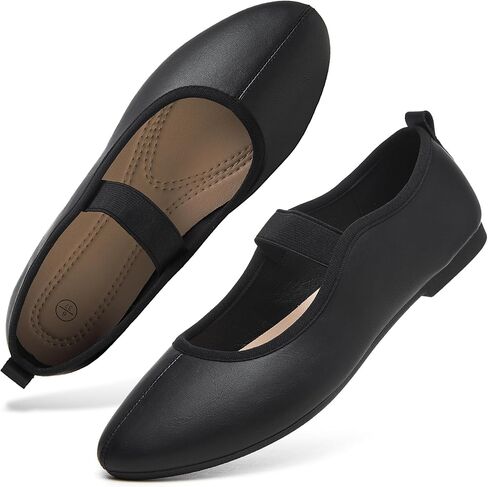 hash bubbie Women's Mary Janes Ballet Flats Round Toe Slip On Shoes for Women Dress Shoes Comfortable Casual Dressy Mary Jane Flats with Elastic Strap in Saudi Arabia