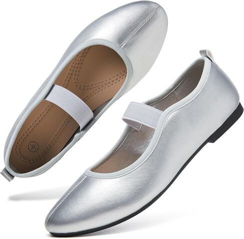 hash bubbie Women's Mary Janes Ballet Dress Flats Shoes | Elastic Strap Round Toe Faux Leather Comfortable Work Teacher Low Heel Casual Summer Dress Slip on Shoes Loafers in Saudi Arabia