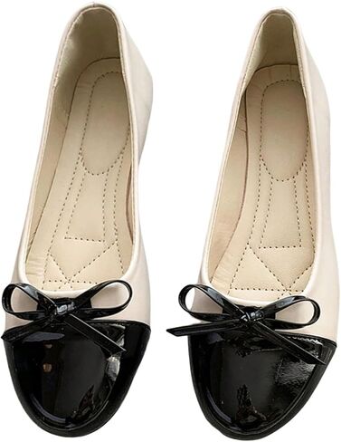 GORGLITTER للنساء بفيونكة باليه مسطحة أنيقة وحفلات الزفاف والعمل كتلة الألوان سهلة الارتداء أحذية راقصة الباليه in Kuwait