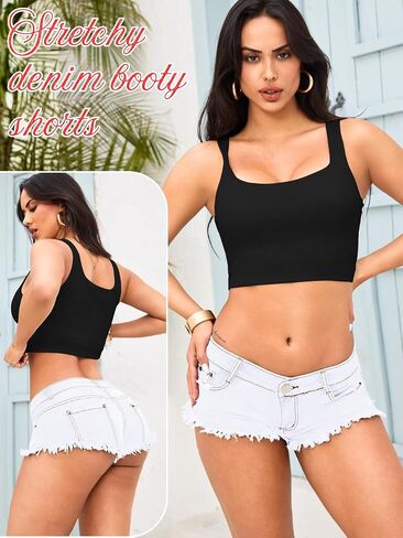 EHSUYAB Women Sexy Low Rise Jean Shorts Stretchy,Wash Distressed Mini Booty Cheeky Jeans 00-12,Denim Hot Cowgirl Rave Outfits in Kuwait