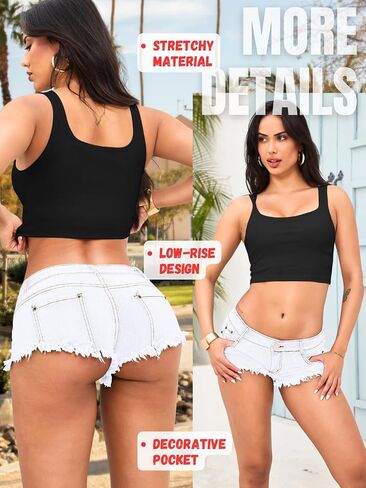 EHSUYAB Women Sexy Low Rise Jean Shorts Stretchy,Wash Distressed Mini Booty Cheeky Jeans 00-12,Denim Hot Cowgirl Rave Outfits in Kuwait