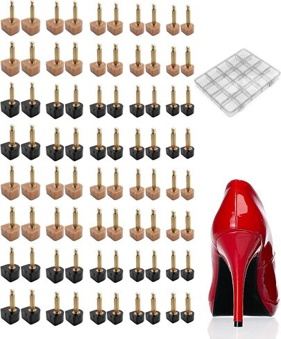 40 Pairs High Heel Tips Replacement, U Cap Style, 5 Sizes (8-12mm), 2.4mm & 3mm Metal Core, Durable Non-Slip Heel Caps for Women's Shoes, Quiet & Quick DIY Installation in Saudi Arabia